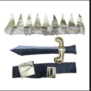 Faux Fur Prince Crown Metallic Sword Belt Felt Costume Halloween Book Parade 80s